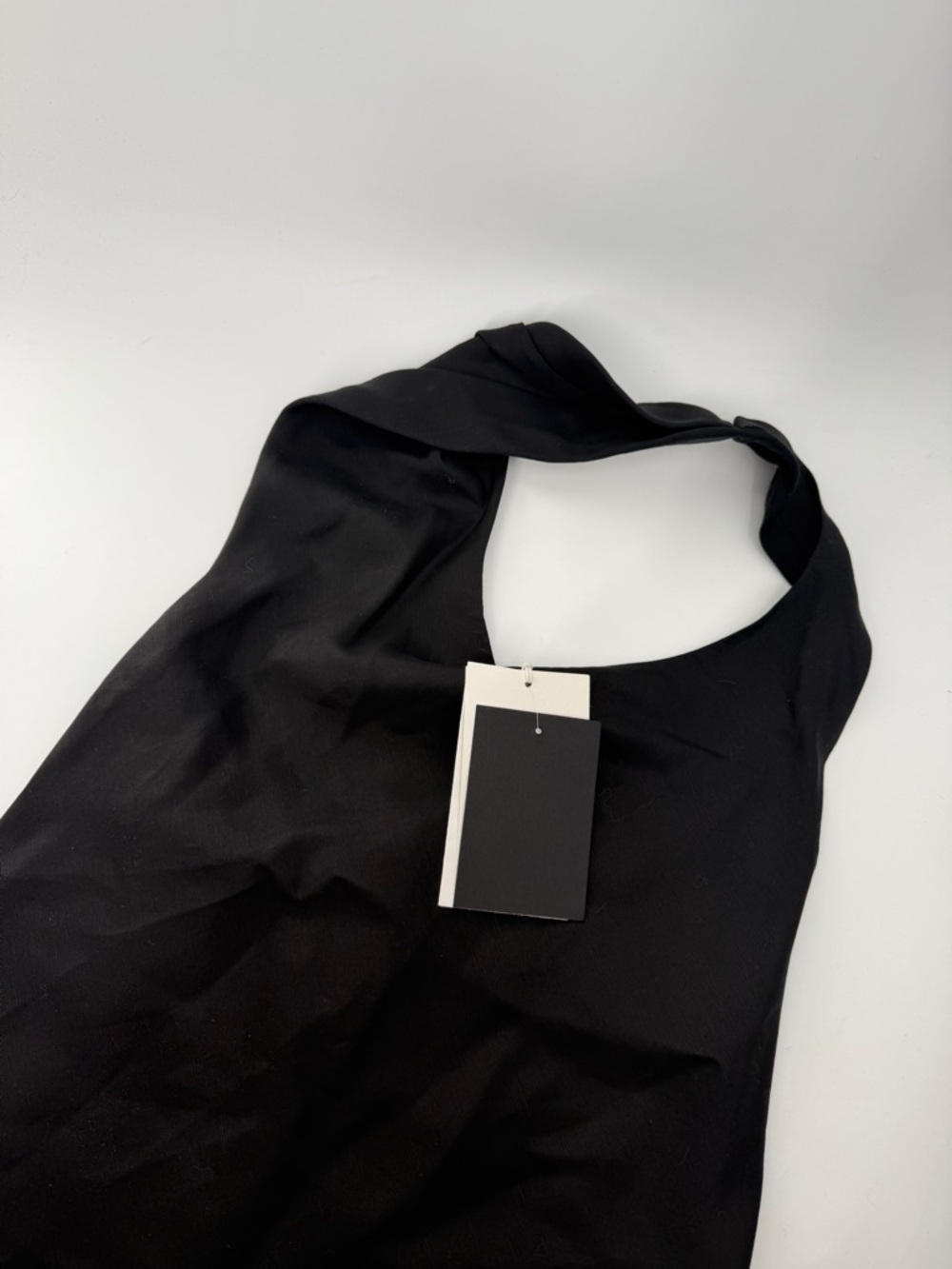 Cos Black Twist Detail Linen Blend Twisted Halter Neck Top
